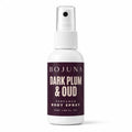 A 50ml bottle of Bojuna Dark Plum & Oud Perfumed Body Spray, featuring a white bottle and cap with a dark plum purple label, set against a plain white background.