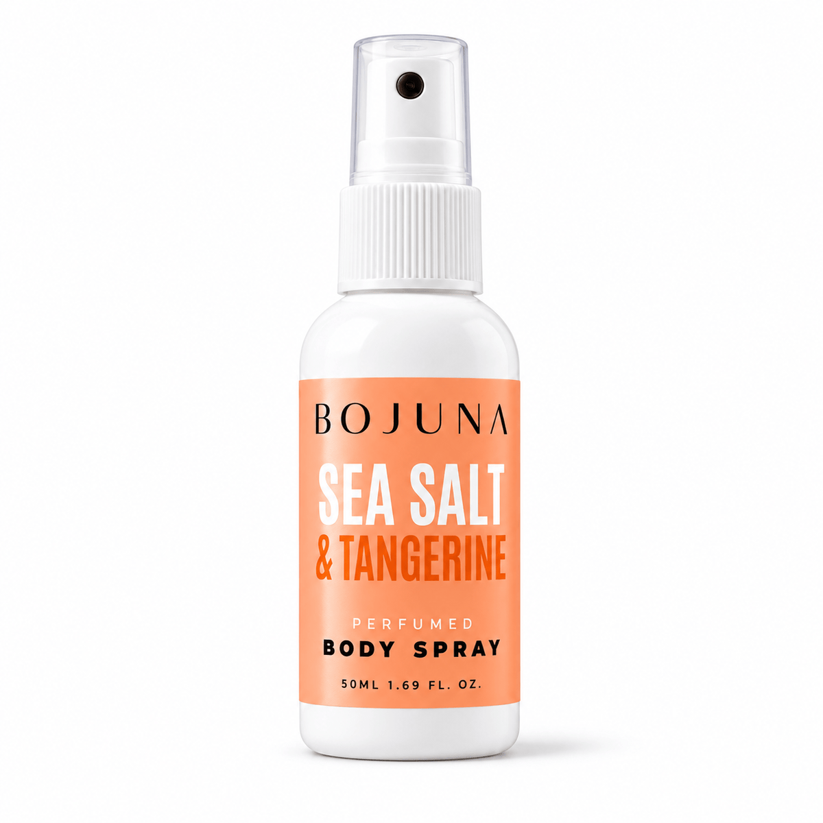 Perfumed Body Spray – Sea Salt & Tangerine 50ml, white spray bottle with softly glossy label on a white background.