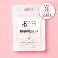 Bojuna Bubblegum Scented Vacuum Discs in a white resealable pouch with a pink label, shown on a pink background with a promotional badge reading 'ANY 3 FOR £10'.