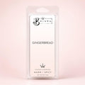 Bojuna Gingerbread scented wax melts in a clear plastic clamshell package, set against a soft pink background.